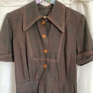 SOLD Vintage Handmade Linen Sheen Dress